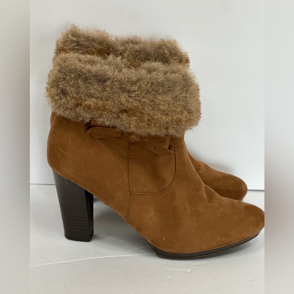 Dana Buchman Brown Heeled Boots with Faux Fur
